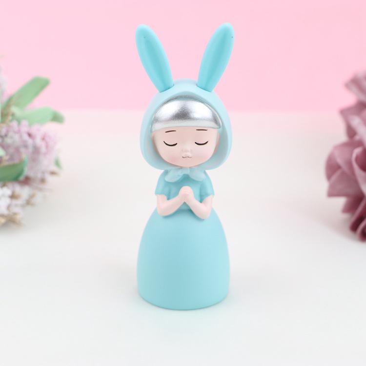 Korean Jade Rabbit Princess Cake Decoration - Cute Cartoon Ornament As shown