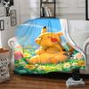 1pc Pikachu, Flowers Blanket Lightweight Flannel Blanket Throw Blanket For Sofa, Bed, Travel, Camping, Livingroom, Office, Couch