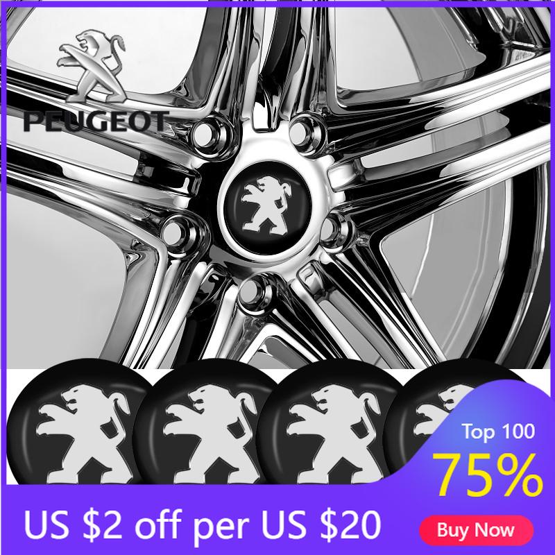 2026 Heißer Autoaufkleber 4 Stück 56 mm Auto Radnabenkappe Abzeichen Logo Emblem Aufkleber Radaufkleber Für Peugeot 108 406 407 408 206 20