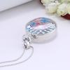 Novelty Glass Round Bottle Floating Dried Flower Silver Chain Necklace