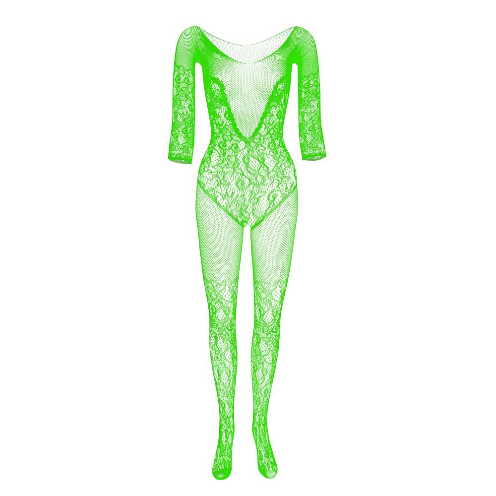 Dámská síťovaná bodystocking s dlouhým rukávem Sexy spodní prádlo Spodní prádlo Body punčochy velké velikosti Sexy oblečení