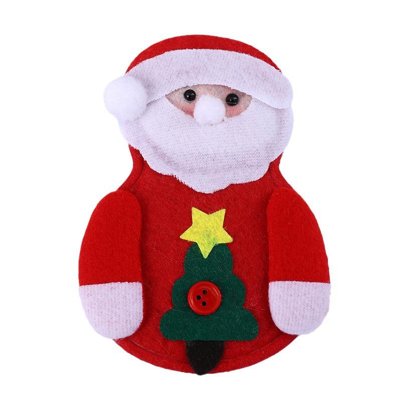 Christmas Table Decoration Set: Santa & Snowman Cutlery Covers, Knife & Fork Hats, Wine Bottle Covers
