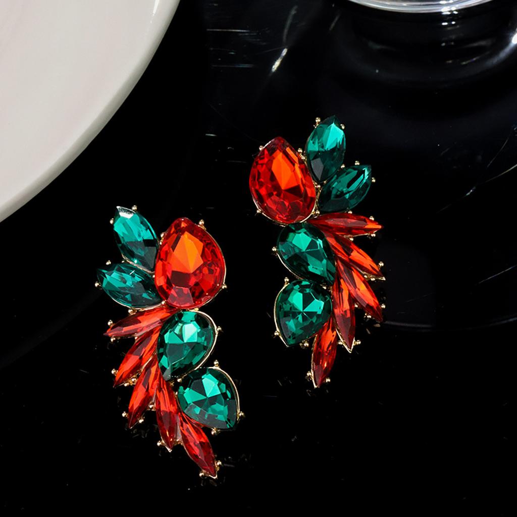 Boucles d'oreilles pendantes Zircon Fleur Colorée pour Femmes, Boucles d'oreilles pendantes Statement pour Fête & Usage Quotidien