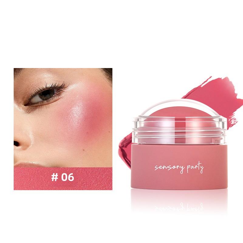 Sensory Party Cream Blush, Shimmer Peachy Orange Blush Stick for a Natural, Dewy Look Long-Lasting, Blendable Cheek Color In 6 Shades