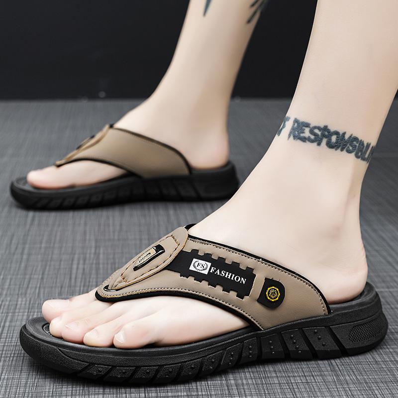 Men's outdoor casual flip flops summer new anti slip soft sole comfort beach slippers fashion breathable versatile walk sandals