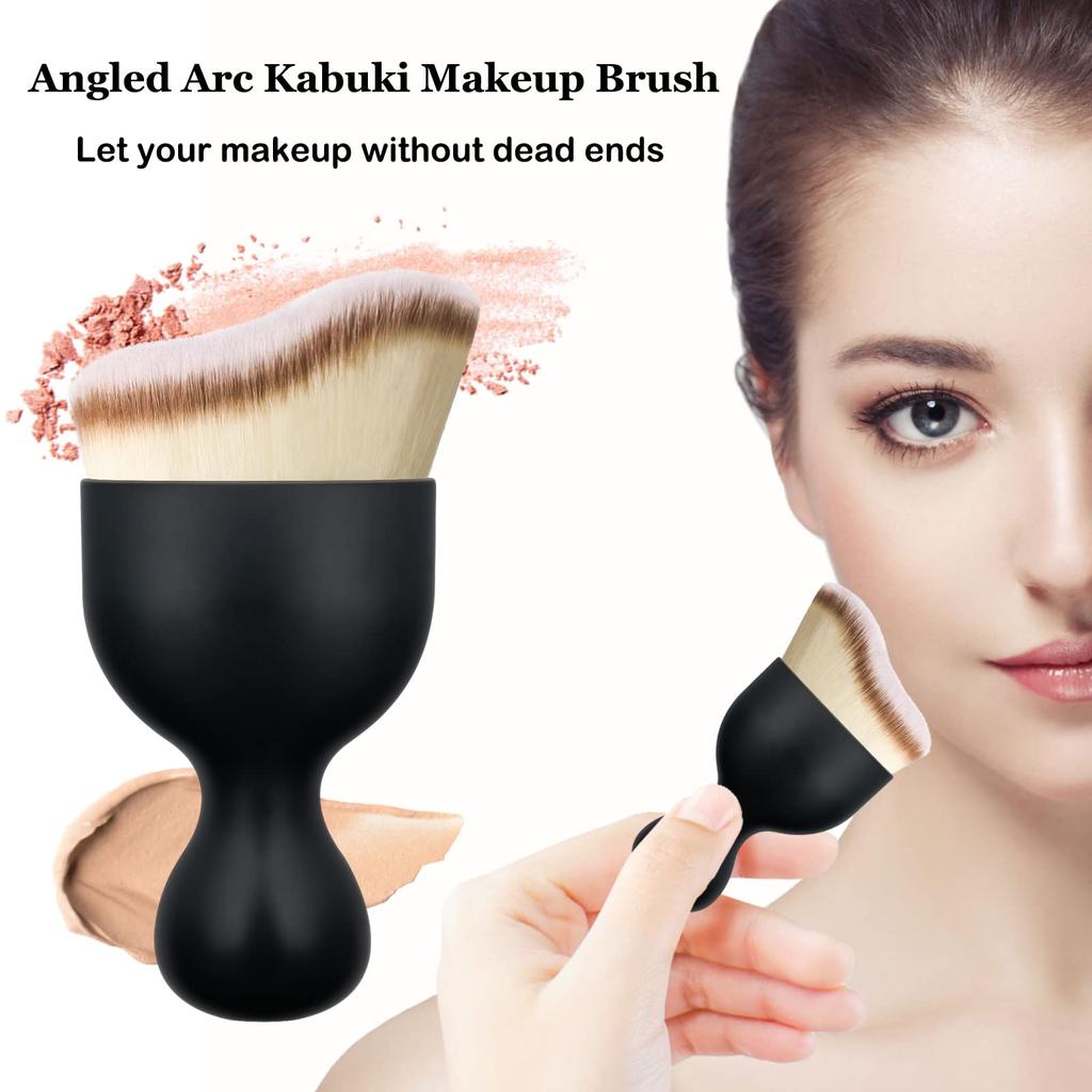 Falliny Foundation Makeup Brush, Flat Kabuki Travel Foundation Brush for Blending Liquid, Cream or Flawless Powder Cosmetics, Portable Face & Body