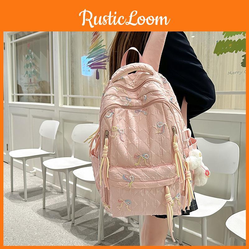 Lightweight Candy Color Dual Shoulder Bag With Nylon Material And Spacious Capacity For Students