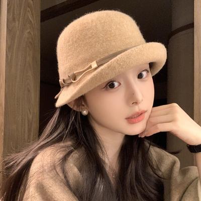 Wool Curled Top Hat for Women In Autumn and Winter Warm and Elegant  Foreign Daughter's Hat Women's Style  Small Face