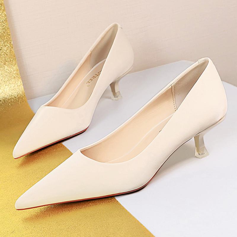 Shoes Women 4.5 Cm Heels Pointed Toe Woman Pumps Fashion Kitten Heels Large Size 34-43 Sexy Mid Heeled Female Shoes 2025