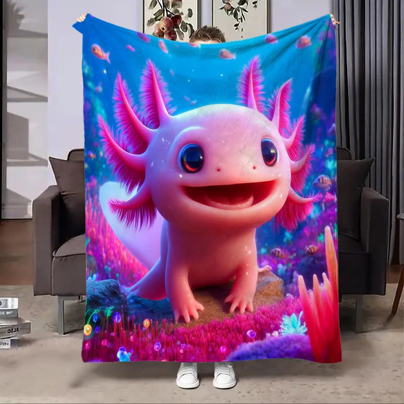 

8 Sizes Cute Axolotl Printed Blanket Warm Soft and Comfortable Home Travel Blanket Sofa Bedding Cover Blanket Kids Gamer Gift 100x150cm(39x59in)