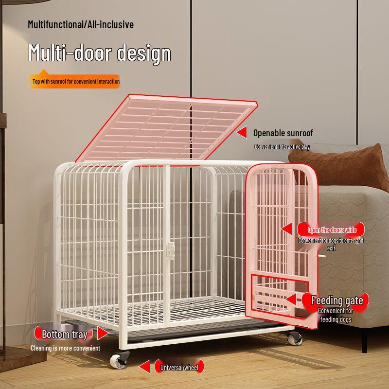 Small Dog Cage with Toilet for Corgi, Shiba Inu, Bichon Frise, French Bulldog, Teddy