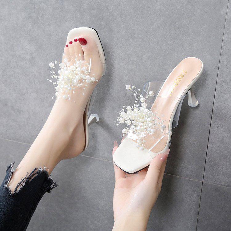 

Fashion Slides Flowers Shoes for Women Sexy Sandals Clear Heeled Woman Slippers New Fashion Shoe H Sandal Designer Luxury Low Price Eva 34