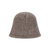 VARZAR VA Curved Oval Metal Washed Knit Bucket Hat Brown
