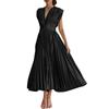ZANZEA Women Summer Casual V-Neck Short Sleeve Loose Pleated Dress