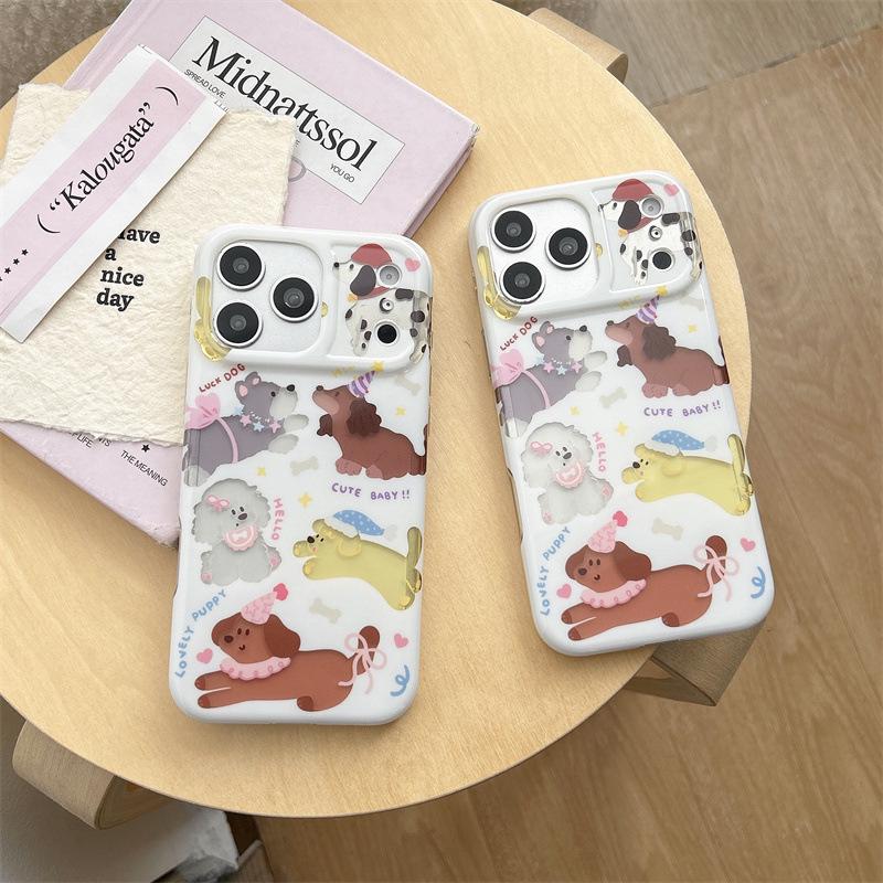 Cartoon Cute Dogs Full Coverage Phone Case for iPhone 13/14/15/16/17 Pro Max