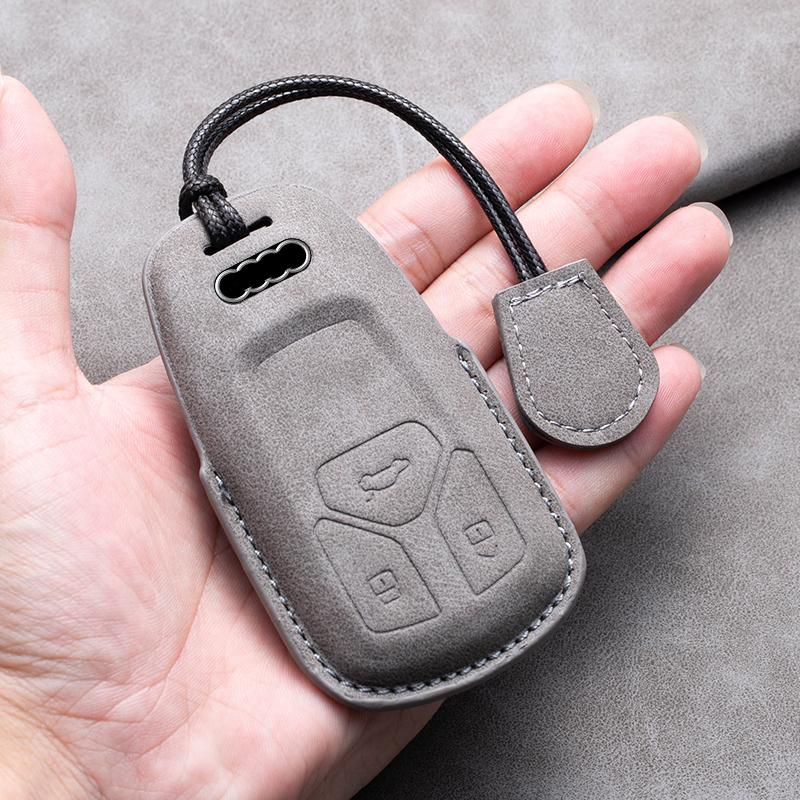 Para A3 A4 A6 A7 A8 B9 C8 D5 4K S8 Q7 Q8 SQ8 Capa de Couro para Chave de Carro Concha Protetora Bolsa Chaveiro Chaveiro Acessórios para Carro