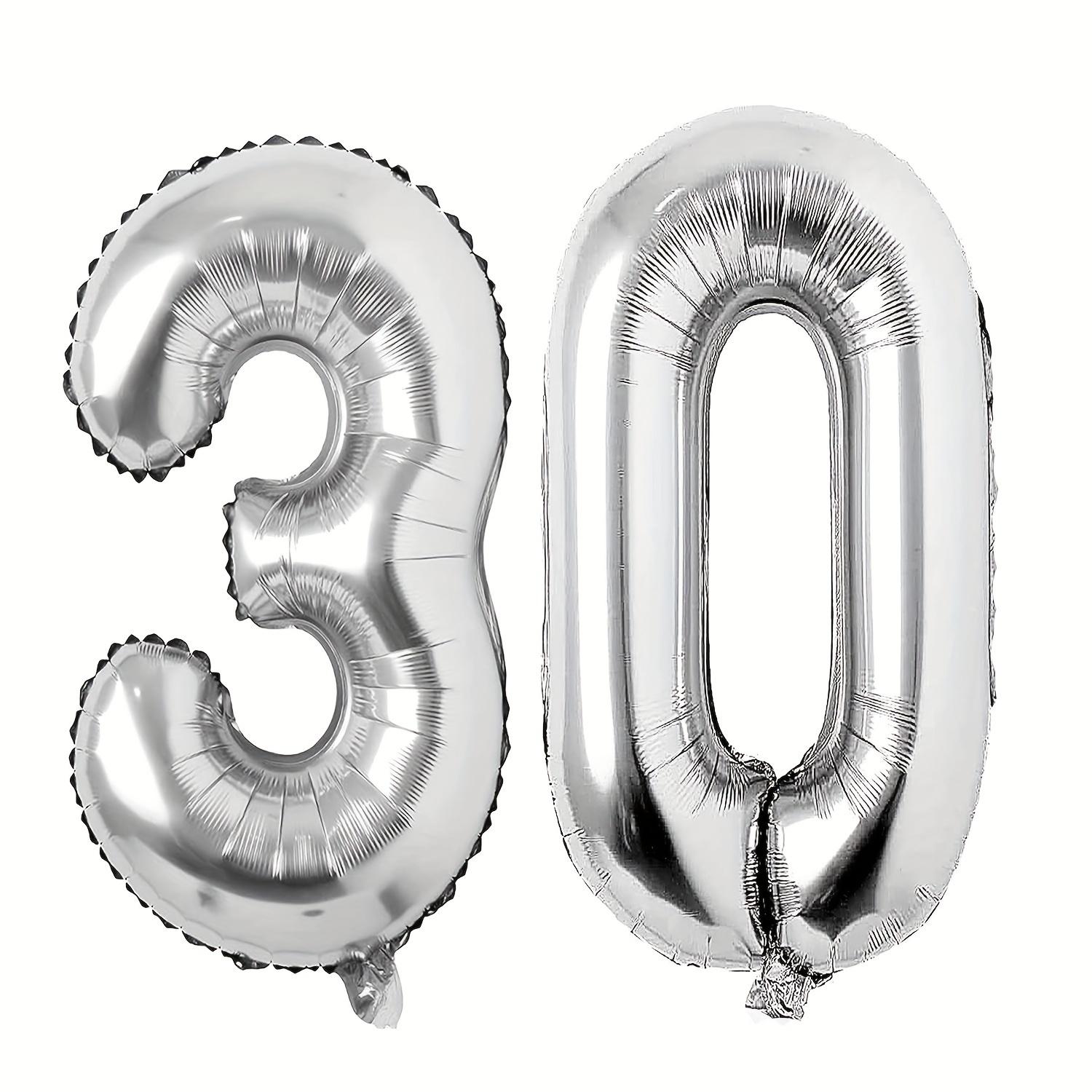 

32-дюймовый серебристый алюминиевый пленочный воздушный шар с цифрой 30 : Идеальное украшение для вашего 30-летия