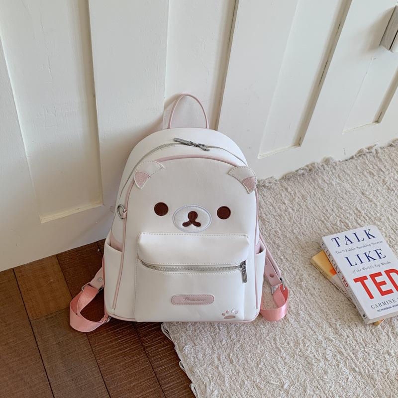 Schoolbag1011 Summer New Retro Fashion Backpack Female Korean Simple Cute Bear Backpack Large Capacity Student Schoolbag