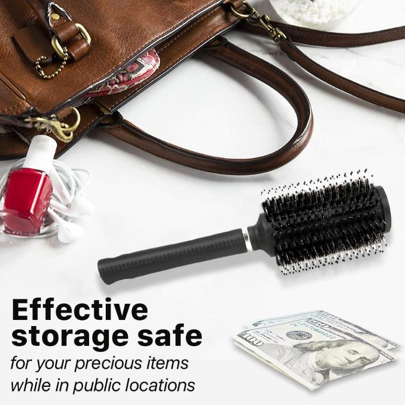 Spazzola Rotonda per Capelli con Scomparto Nascosto Segreto Contenitore Sicuro per Contanti Gioielli Oggetti di Valore, per Viaggio o Uso Domestico