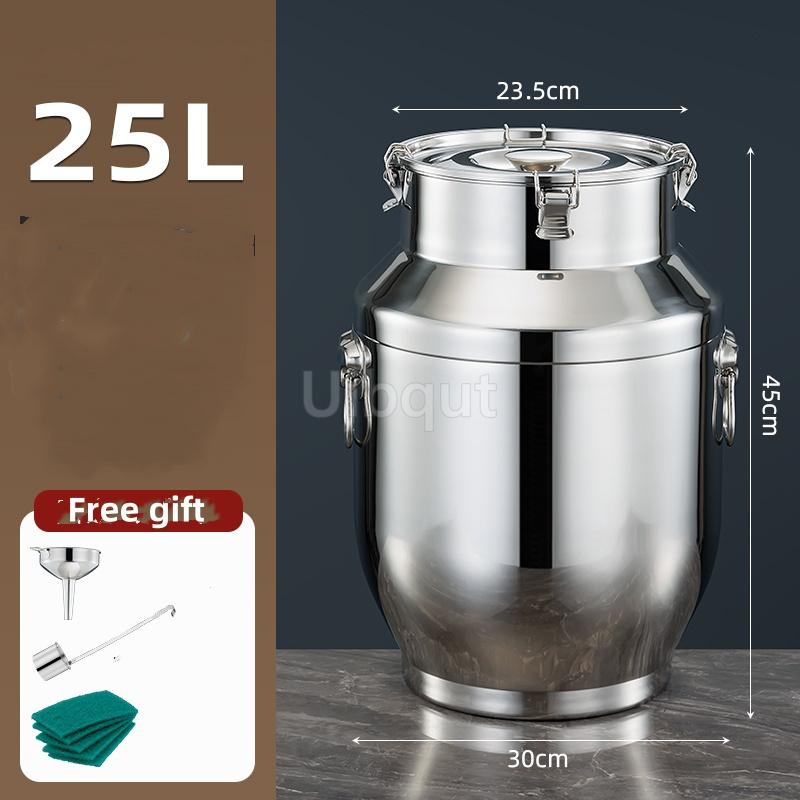 Stainless Steel Sealed Tank Large Capacity Rice Oil Wine Barrel Tea Can Milk Bucket Edible Oil Barrel Wine Jar Sealed Tank