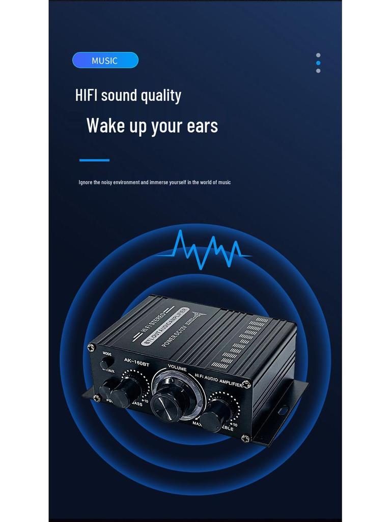 12V Bluetooth 5.0 Stereo Amplifier for Car, Computer, or Desktop: 2-Channel Background Music Power