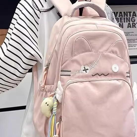 Schoolbag Large-capacity Casual Backpack College Student Schoolbag Cat Cute Cute Female Campus Simple Niche Design Bag