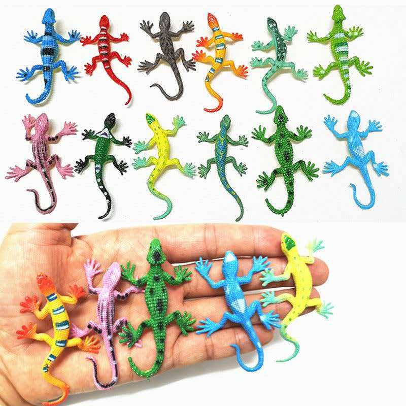 Toys 12PCS Plastic Mini Lizard Realistic Reptile Animals Figures Halloween Party Favors Stocking Stuffers Gifts For Teens Kids