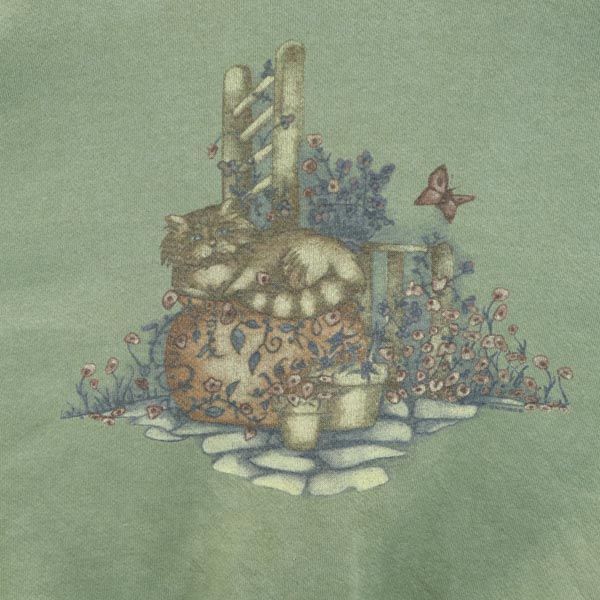 Lee 90s Old USA Made Heavy Weight Long Sleeve Sweat Trainer XL Greenish Men's Used