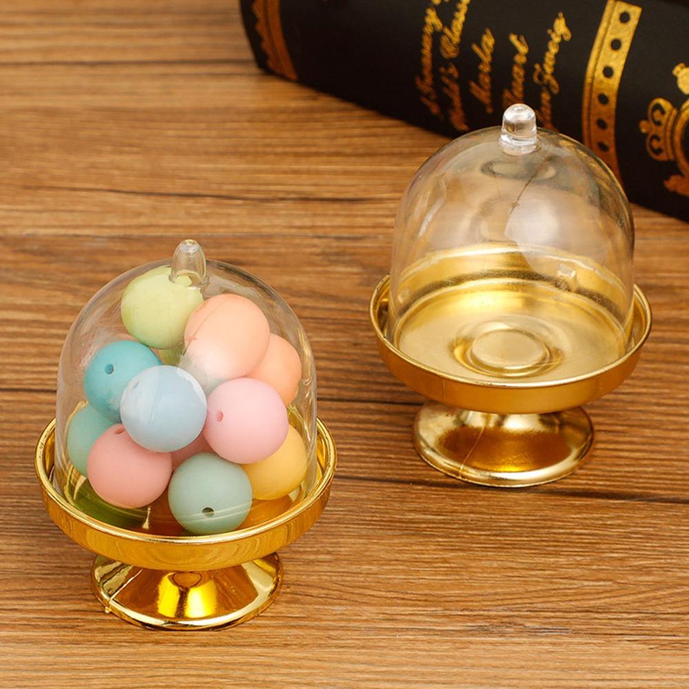 12pcs Durable Plastic Mini Cake Plate With Lid Dome Cover Small Display Stand Dessert Dome Container Party Favors