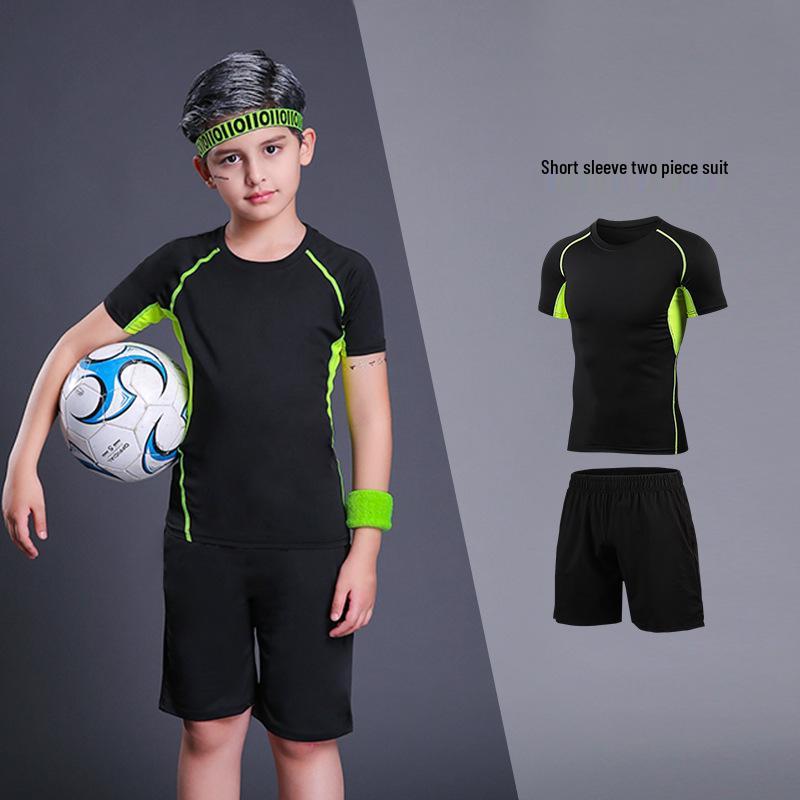 

Детский тренировочный комплект для велоспорта и баскетбола - футболка с коротким рукавом и шорты, облегающая спортивная одежда 36