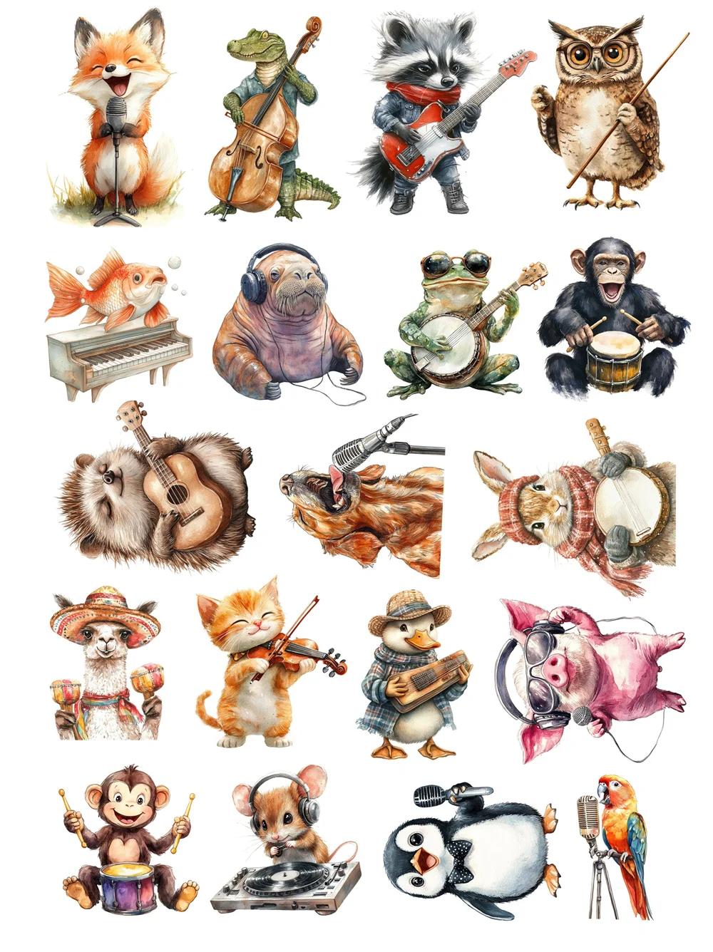 

19pcs Creative Watercolor Cute Animal Band Stickers Scrapbooking /decorative Sticker /DIY Craft Photo Albums Planner белый