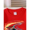 European sizes Red Sports Car Flame Design Girls' Crew Neck Sweatshirt, Autumn Winter, Western Style, Long-Sleeved, Casual Colors for Young Girls.
