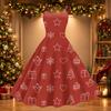 Women's Sexy Off Shoulder Christmas Print Retro Dress for Party