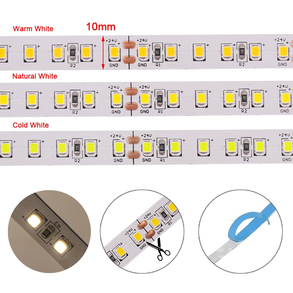 5M 10M 20M 24V LED Strip Light 2835 120LEDs/M Flexible Tape Ribbon Adhesive LED Rope Light 3000K 4000K 6000K for Home Decor