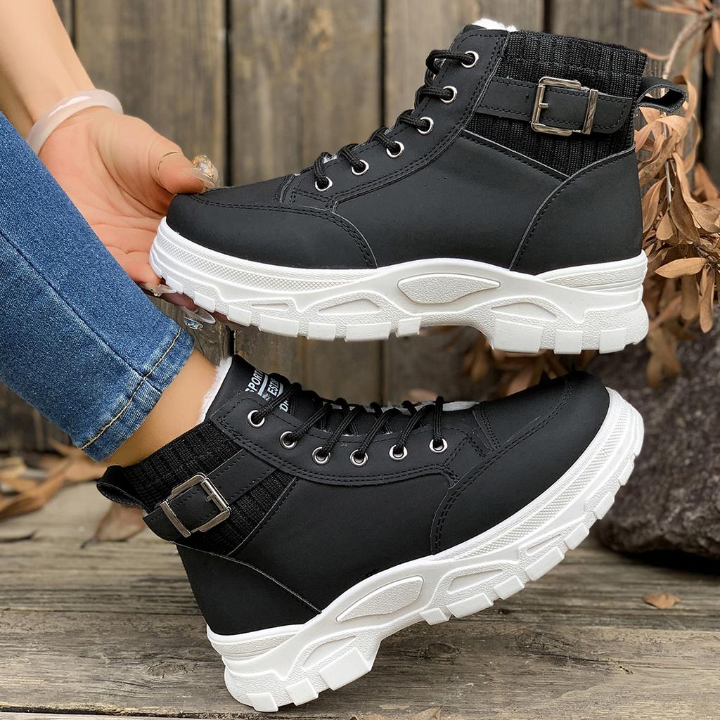 Vintersnøstøvler for kvinner Fritidssko med høy topp Varme joggesko for kvinner Platform ankelstøvletter Plus Size 45 Zapatillas De Mujer Nyhet