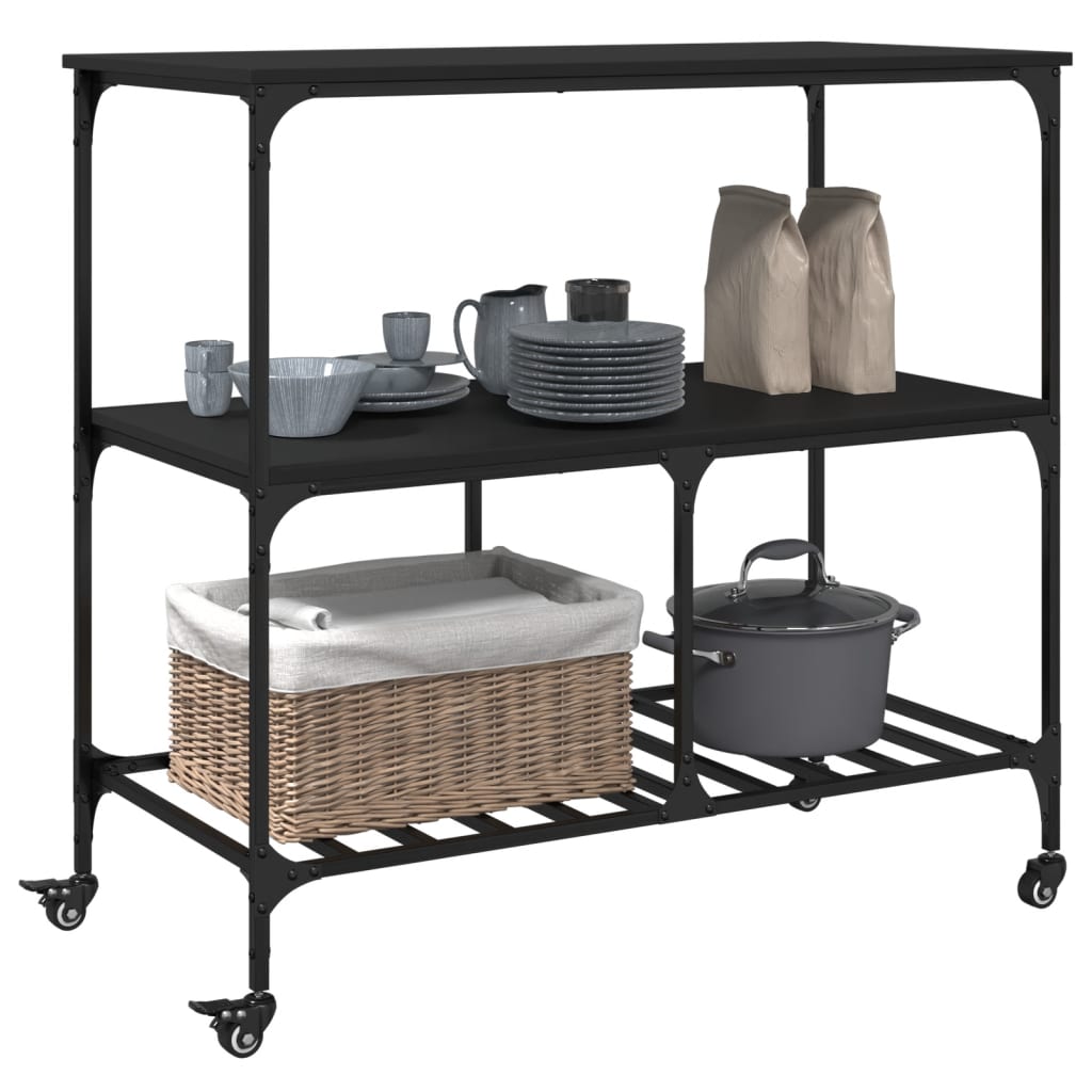 Kitchen Trolley Black 100x50x95 cm Particleboard