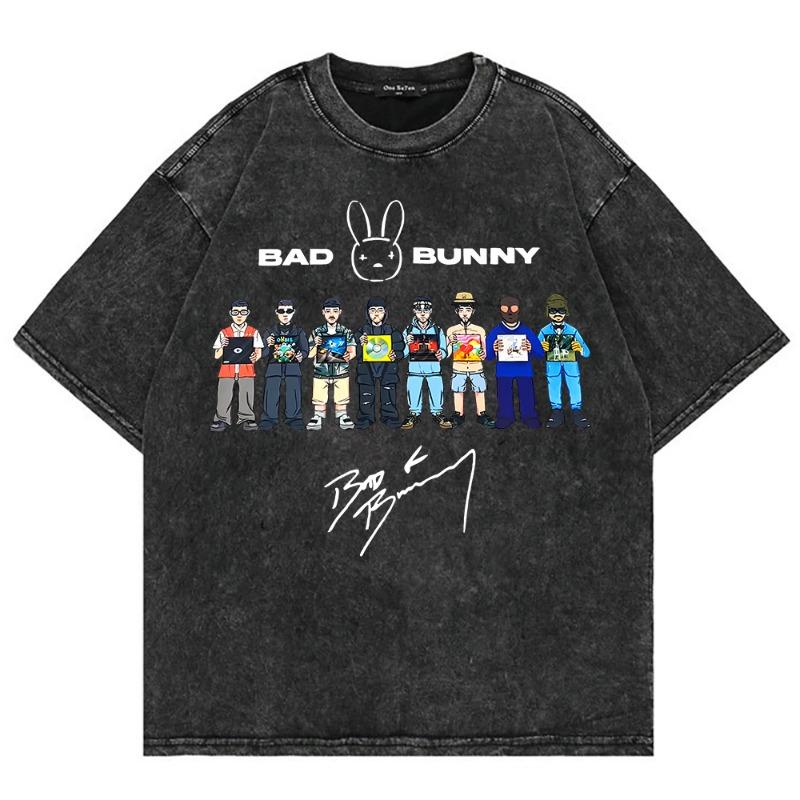 Bad Bunny Debí Tirar Más Fotos World Tour 2025 2026 T Shirt women DTMF Funny Frog Oversize 100% Cotton Apricot Vintage Washed Tees