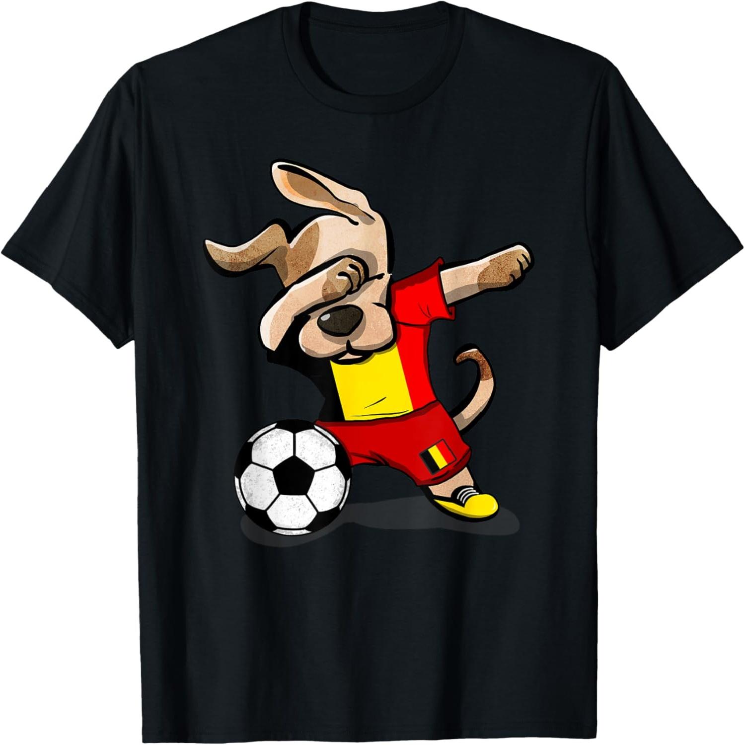 Dabbing Dog Belgium Soccer Fans Jersey Belgian Football Art T-Shirt S