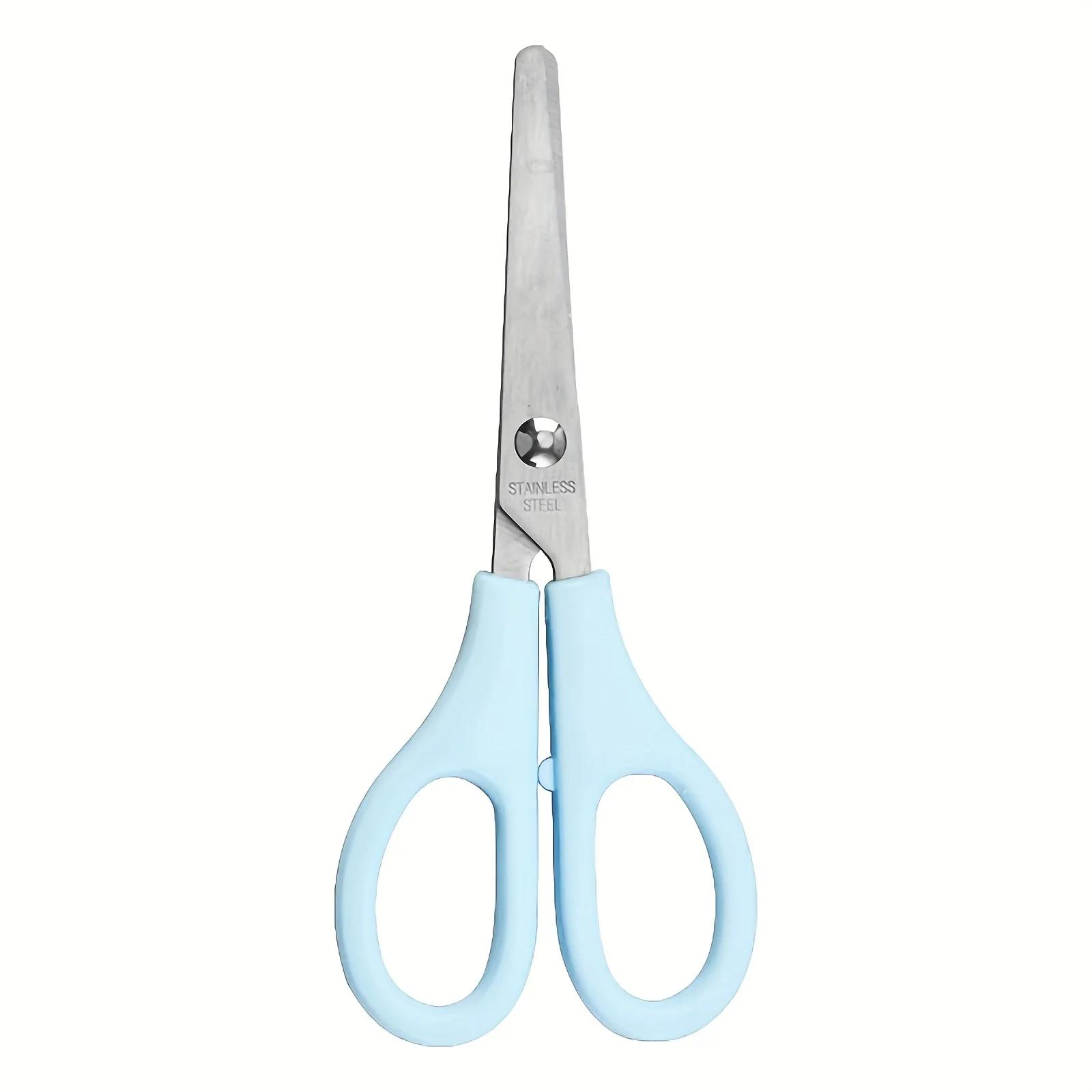 

1pc Stainless Steel Round-Tip Scissors with Sharp Blades - Precision Cutting for Paper & Fabric,Multi-Purpose Home & Office Use синій
