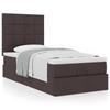 Ottoman Bed with Mattress Dark Brown 90 X 200 Cm Fabric