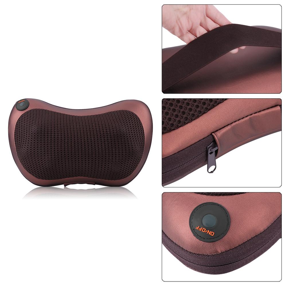 8 Kneading Rollers Heating Neck Shoulder Back Massage Pillow Cushion Brown European Standard