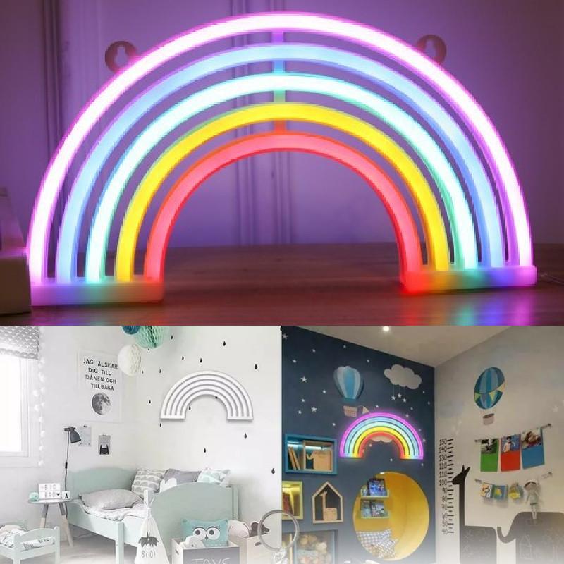 Led Colorful Rainbow Neon Sign Light Wall Hanging Night Lamp Bar Party Home