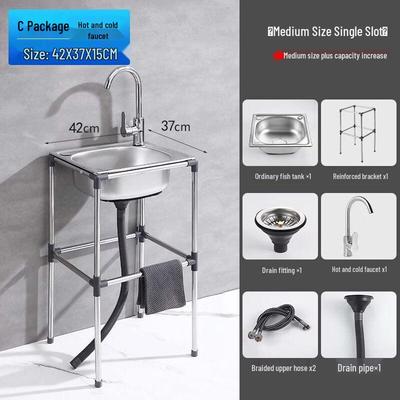 TLXT Stainless Steel Single Sink with Stand