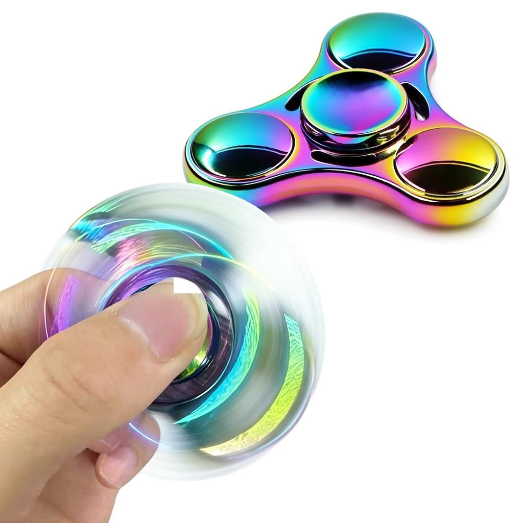 Colorful Rainbow UFO Metal Fidget Spinner | EDC Handheld Finger Toy for Focus & Anxiety Relief | Portable Desk Spinning Top Gift