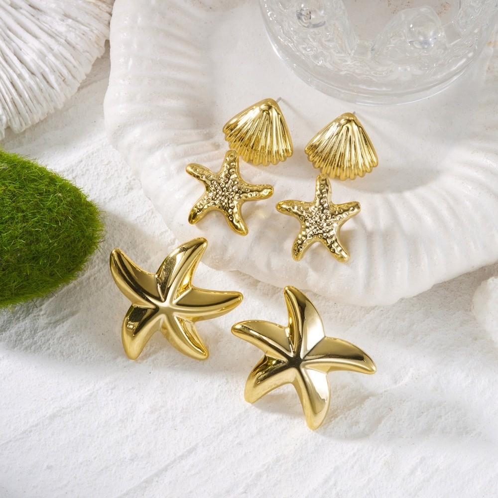 3 Pairs Bohemian Ocean Style Earrings Starfish Ear Studs Vintage Dangle Earring  Women Accessories
