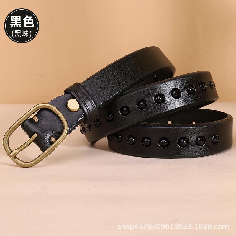 Women's Belt Women's Ins Style Fashion All-Match Trendy BF Style Retro Practical Leather Pin Buckle with Jeans Belt