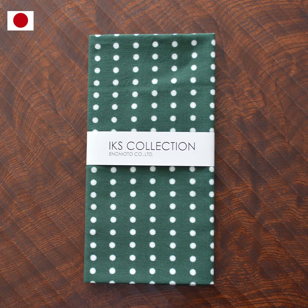 IKS Tenugui Hand Made in 34 x Polka Ground Prime Fabric Chū-sen Towel, Japan, 88cm, Dots, "Mame-shibori Khaki" Color, 100% Cotton, (Unfinished)