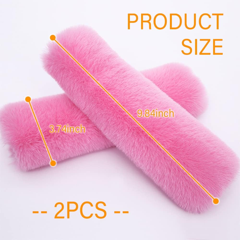 2PCS Fluffy Car Seatbelt Covers - Soft&Comfortable Plush Seat Belt Cushion Protects Shoulder - Universal Seat Belt Covers For Adults Or Children Fits