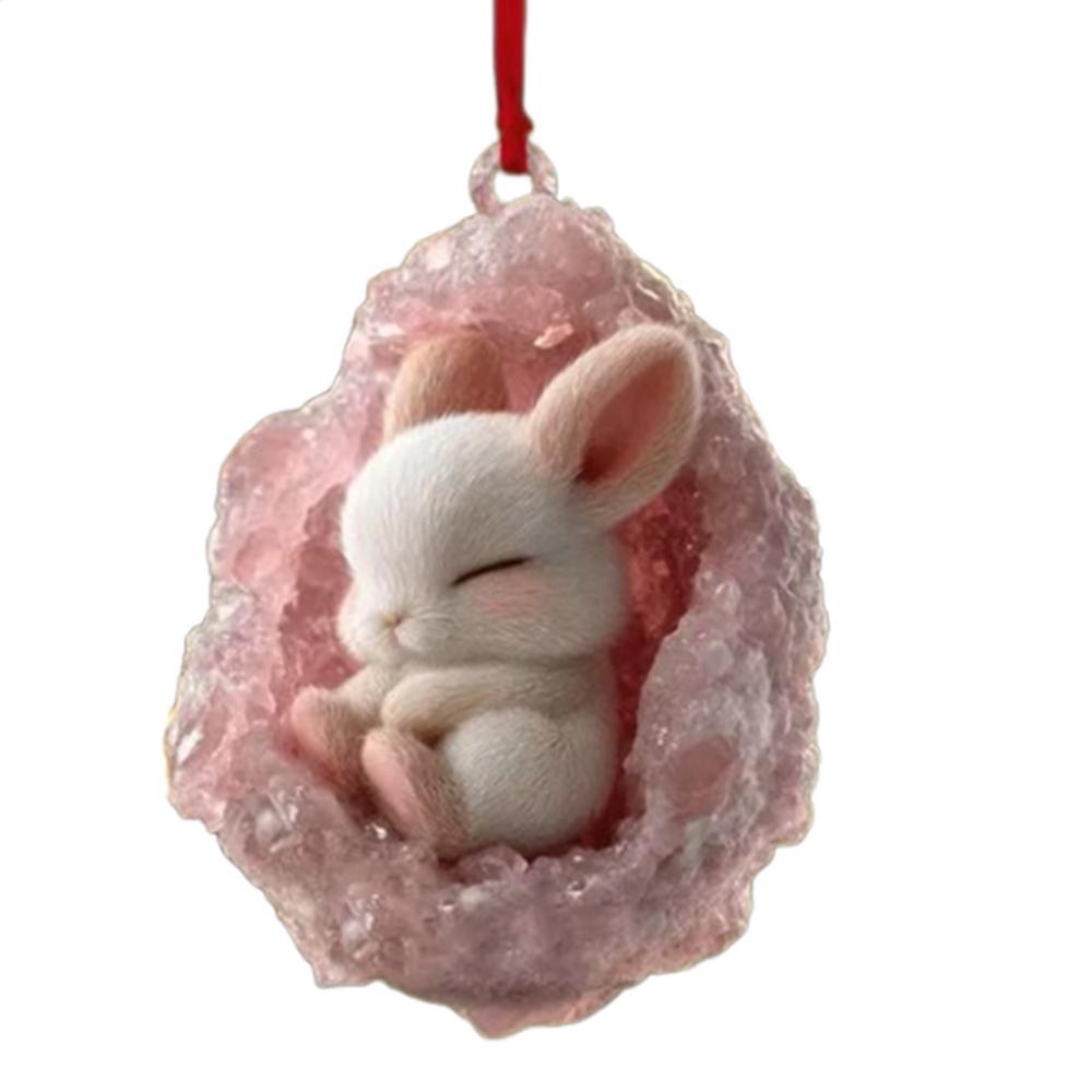 Christmas Raccoon Acrylic Pendant Owl Squirrel Bunny Bird Acrylic 2D Flat Pendant Animal Christmas Ornament Home Decor