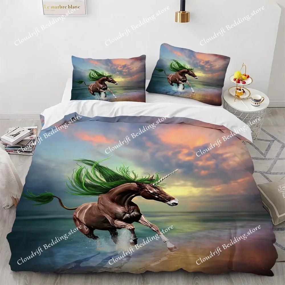 Cartoon Unicorn Design Duvet Cover Set Cute Comforter Cover Bedding Set Bed Linen for Baby Kids Girls Gift Bedroom Decoration026